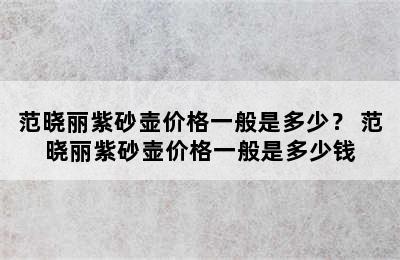 范晓丽紫砂壶价格一般是多少？ 范晓丽紫砂壶价格一般是多少钱